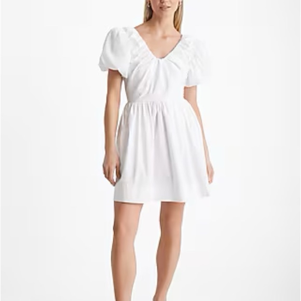 Express V-Neck Puff Sleeve Poplin Mini Dress XL NWT